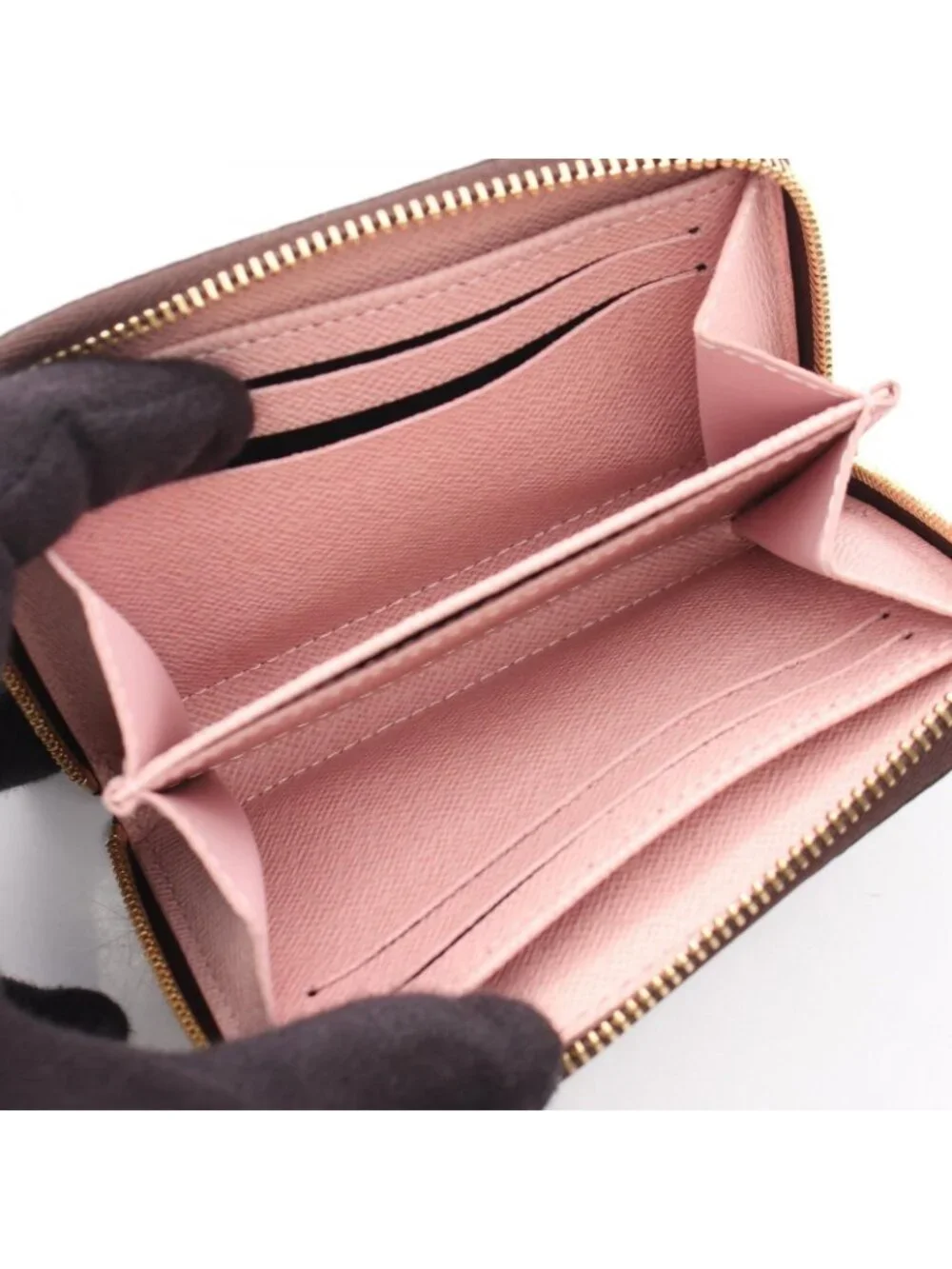 Louis Vuitton Coin Purse Zippy Damier Ebene Rose Ballerine